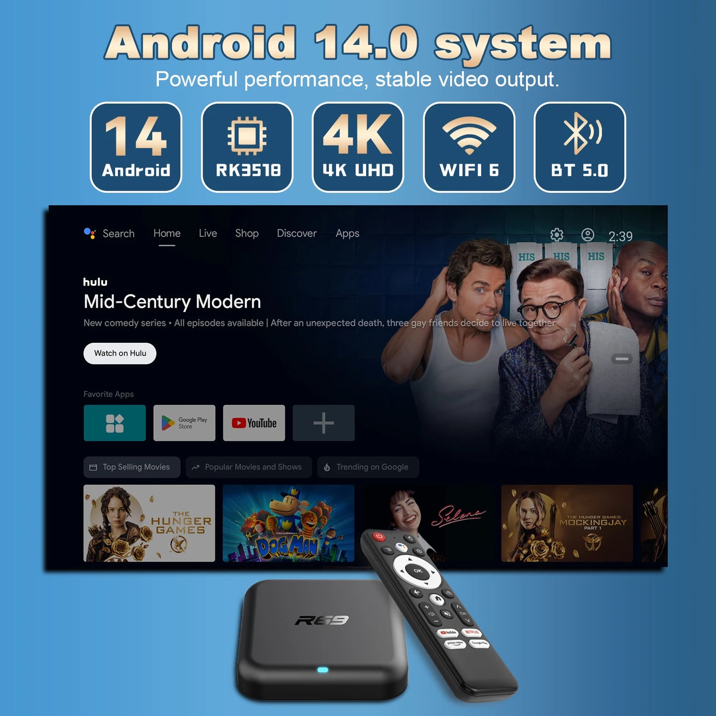 Janmifly R69-1 4K Android TV Box - 6 GB RAM 128 GB ROM 5V 2A