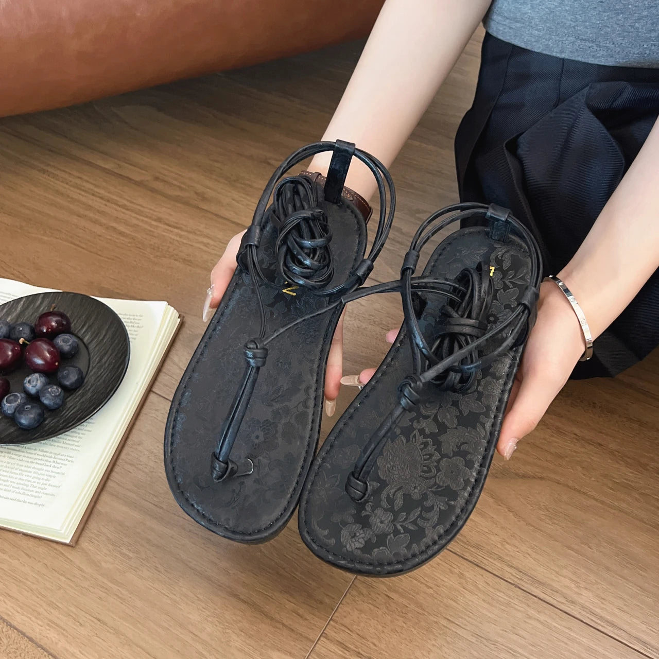 Sandalen 2025: FMZXG Flat Sandals Women's 2025 Summer Open-toe Leg Lace-up - Sandals Non-slip Casual Fashion Lace-up Roman Women's Shoes Large Size Collection