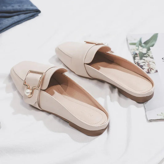 Damen Slipper 2025 - Mode Leder Loafer Ohne Absatz - Slip-On Sommer Outdoor Leichte Walking Schuhe