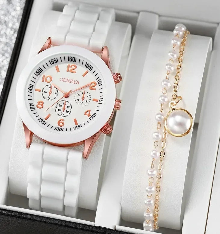 Luxus Set Elegantes Schmuckset - Uhr Ring Kette Ohrringe