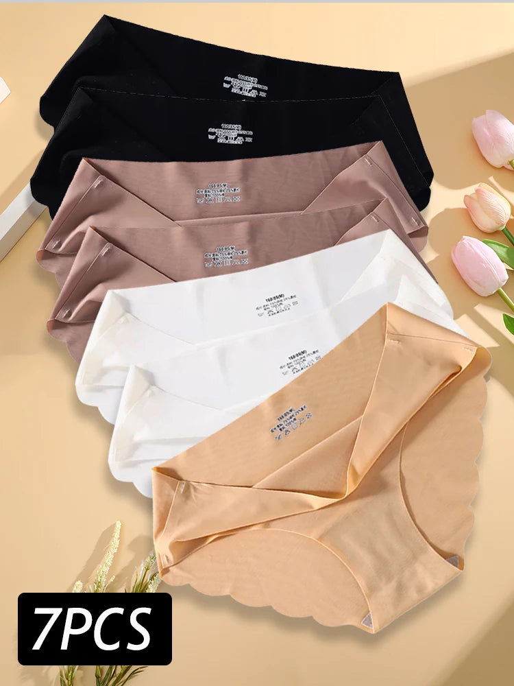 Damen Unterwäsche Set 2025 - 7PCS/Set Seamless Silk Briefs Sexy Panties Comfortable
