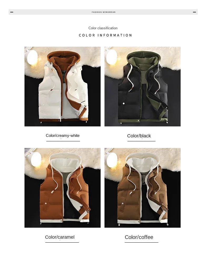 UETEEYCN Daunen Baumwoll Weste Mit Kapuze - Verschluss Reißverschluss, Größe L, Füllung Baumwolle