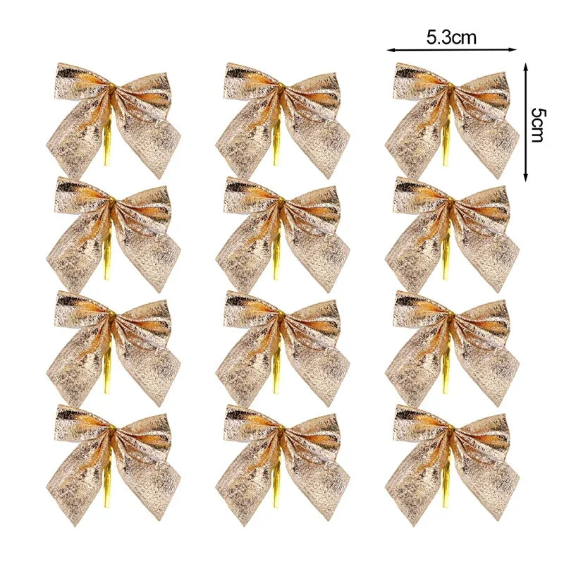 Choice 240/12PCS Mini Schleifen Anhänger Rot Gold - Größe 4 cm Kunststoff