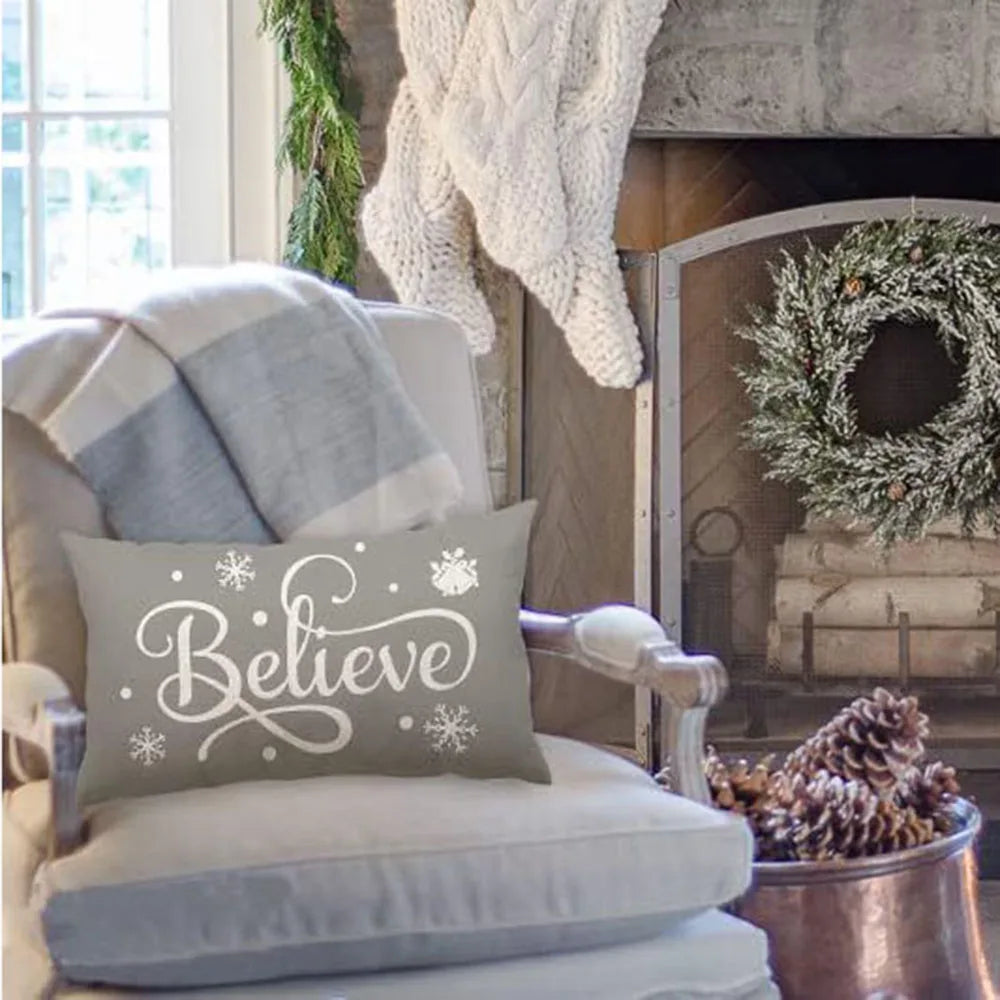 Merry Christmas Decorative Pillow Cover 30x50cm Linen Throw Pillowcase Christmas Cushion Cover Pillowslip For Sofa Home Decor