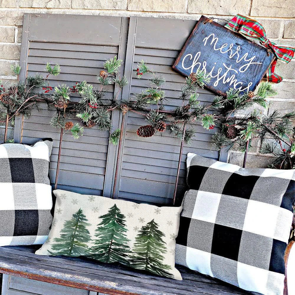 Merry Christmas Decorative Pillow Cover 30x50cm Linen Throw Pillowcase Christmas Decorations Home Decor Bedroom Cushion Cover
