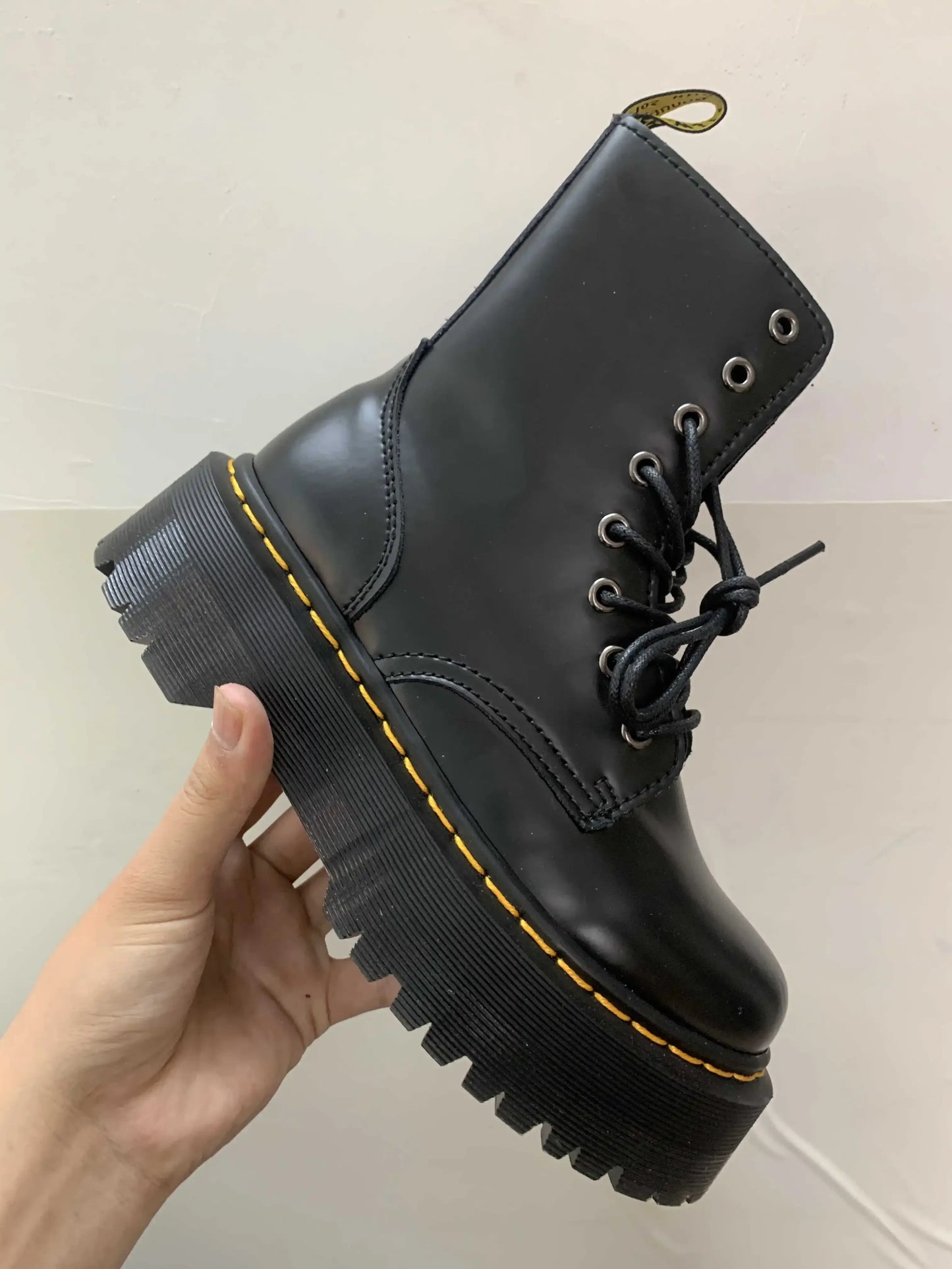 Ghete cu platformă din piele naturală CN Guangdong - Înălțimea tocului 3-5 cm, Platformă 2 cm, Mărimea EU 36-41