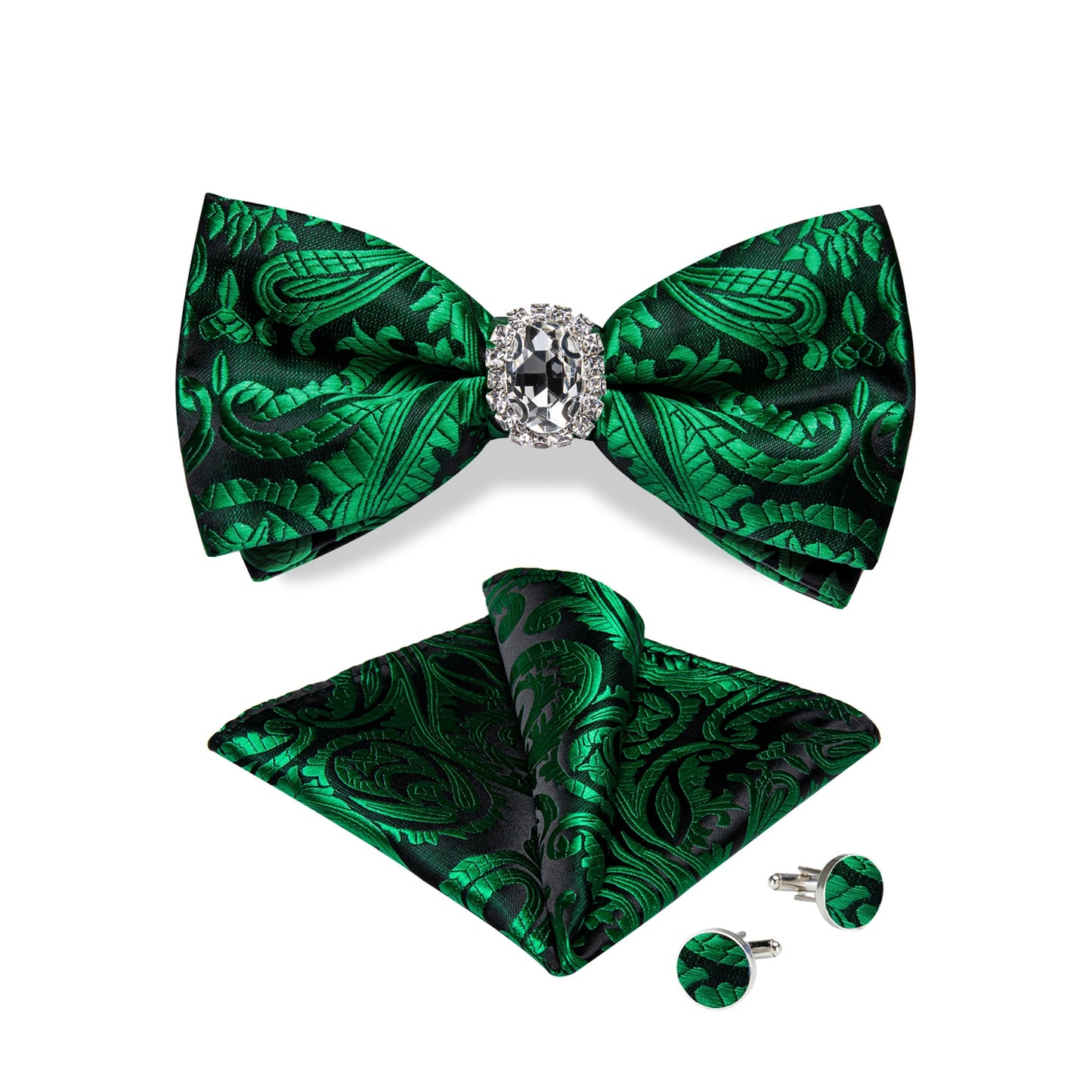 Designer Men's Silk Bowties Pocket Square Cufflink Set for Man Wedding Pre-tied Bow Ties Fashion Butterfly Knot Business Bowties