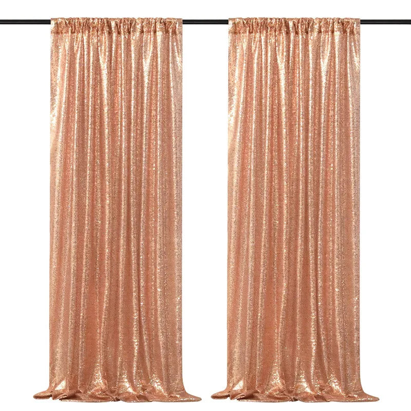 Sequin Backdrop Curtains - 2 Panels 2x8FT,Gold/Silver Backdrop Party Wedding Baby Shower Curtain Sparkle Photography Background