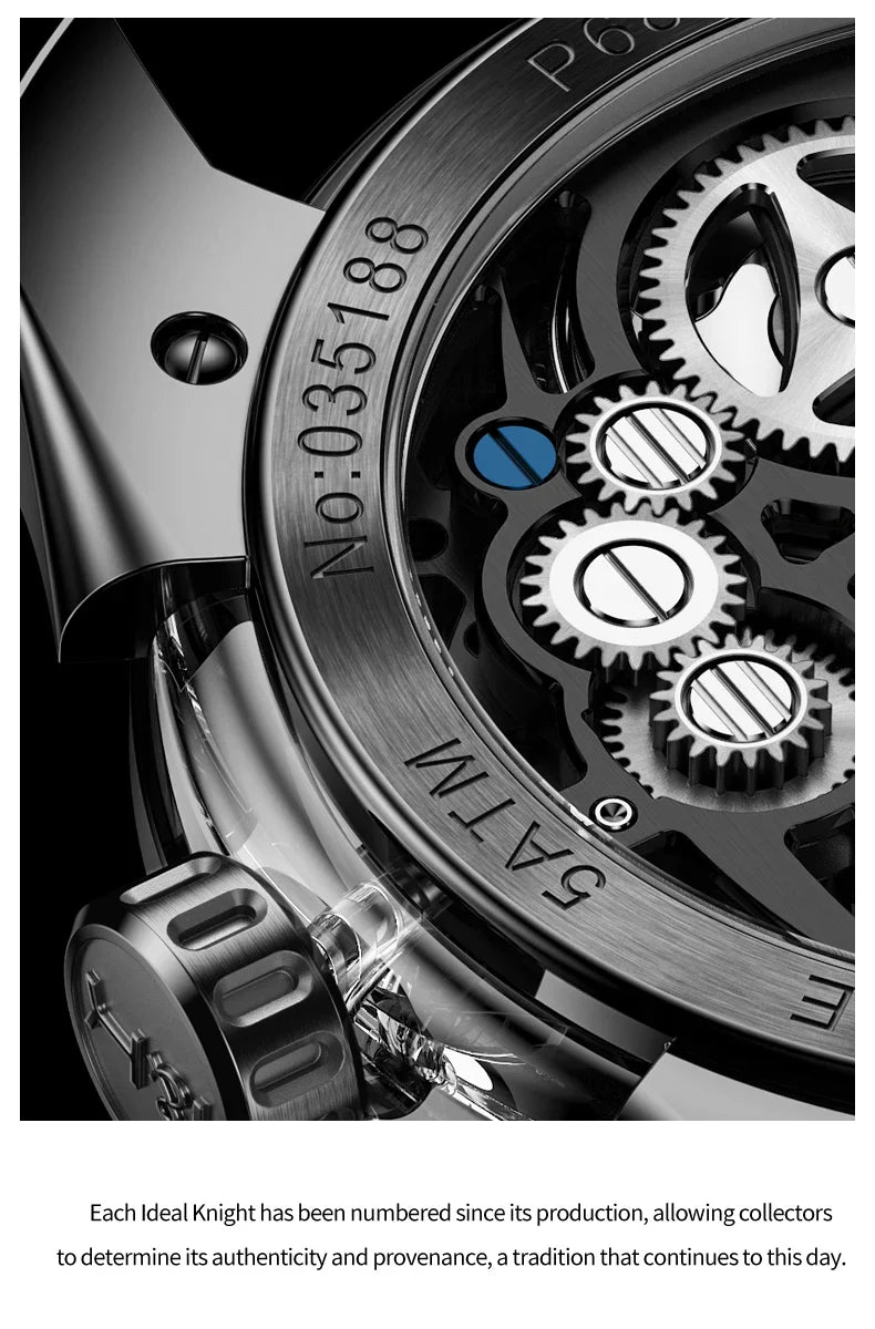 IDEAL KNIGHT automatic tourbillon skeleton flywheel luxury mechanical watch