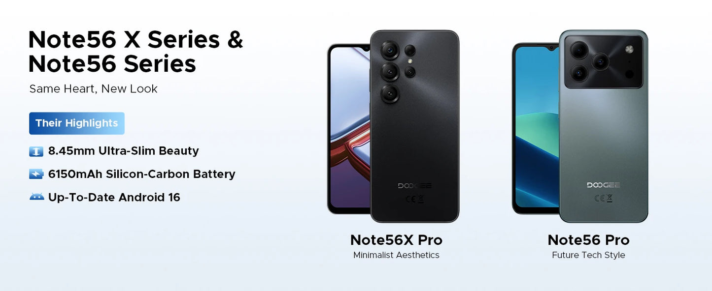 DOOGEE Note56X Pro Gemini AI - 6150 mAh Unisoc T7225 Octa Core 6,56 Zoll