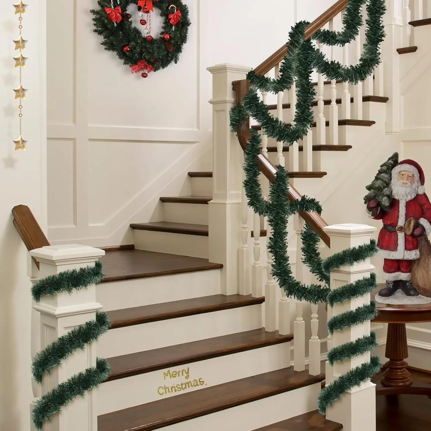 Weihnachten Lametta Girlande Bänder Ornamente Weihnachtsbaum hängen hängende Band Indoor Treppe Kamin Fenster Dekoration Kranz