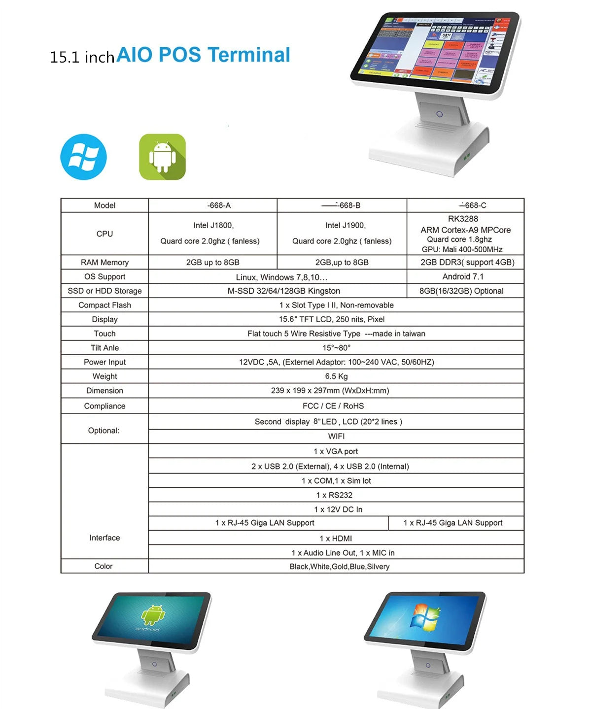 PremiumPOS Pro Touch Kassensystem - 64GB SSD 12V 15 Zoll