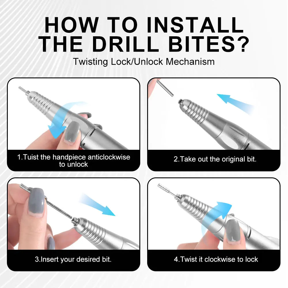 1 buc unghii electrice de gaurit stilou mâner pilă poloneză mașină piesă manichiură pedichiură instrument pentru unghii mașina de găurit accesorii