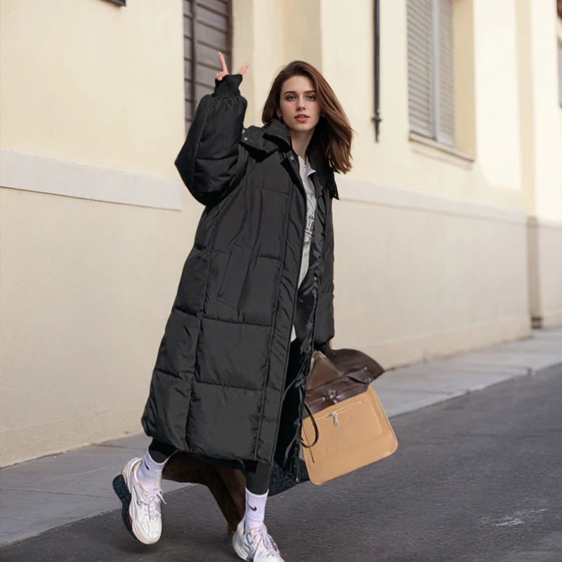 WinterParka Koreanisch Gefüttert - Kapuze, Baumwolle, lang