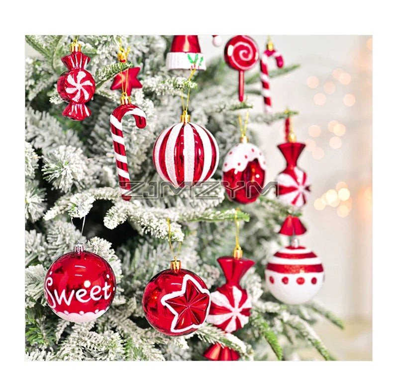 LA9682 Weihnachtsbaumschmuck - Bruchfest, 78 Stück, Rot Weiß