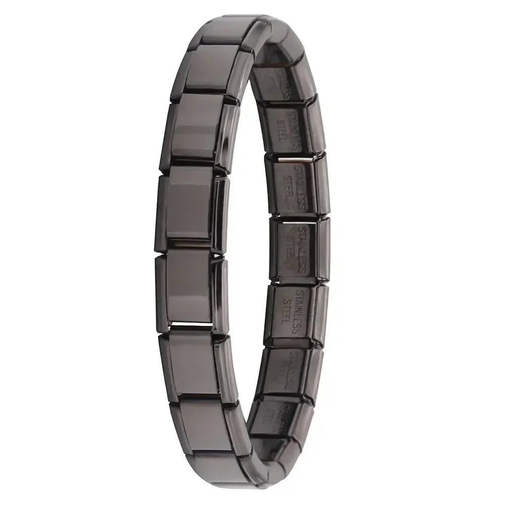 Hapiship Neue Damen Schmuck 9mm Breite Italienisch Elastisch Anhänger Armband Mode Edelstahl Armreif ST-