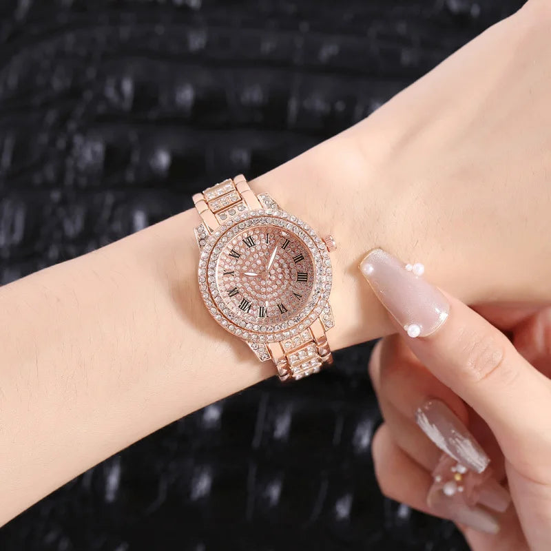 Luxus-Diamant-Stahl-Watches-Bracelet-Ladies-Quartz-Watch-Rose-Gold-Womens-Wristwatch-Shiny-Crystal-Reloj-Mujer