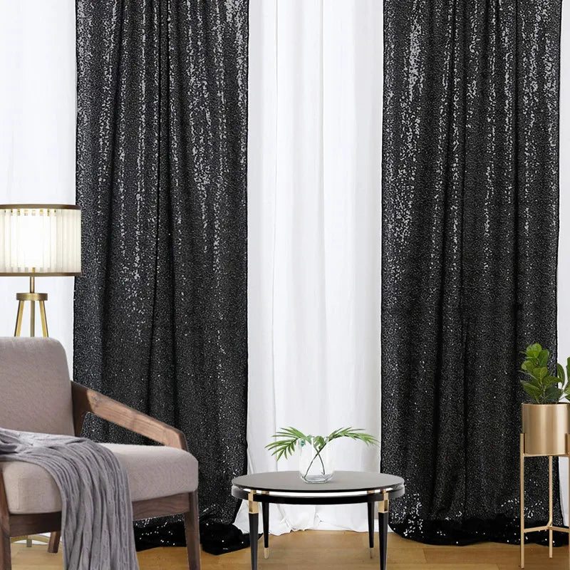 Sequin Backdrop Curtains - 2 Panels 2x8FT,Gold/Silver Backdrop Party Wedding Baby Shower Curtain Sparkle Photography Background