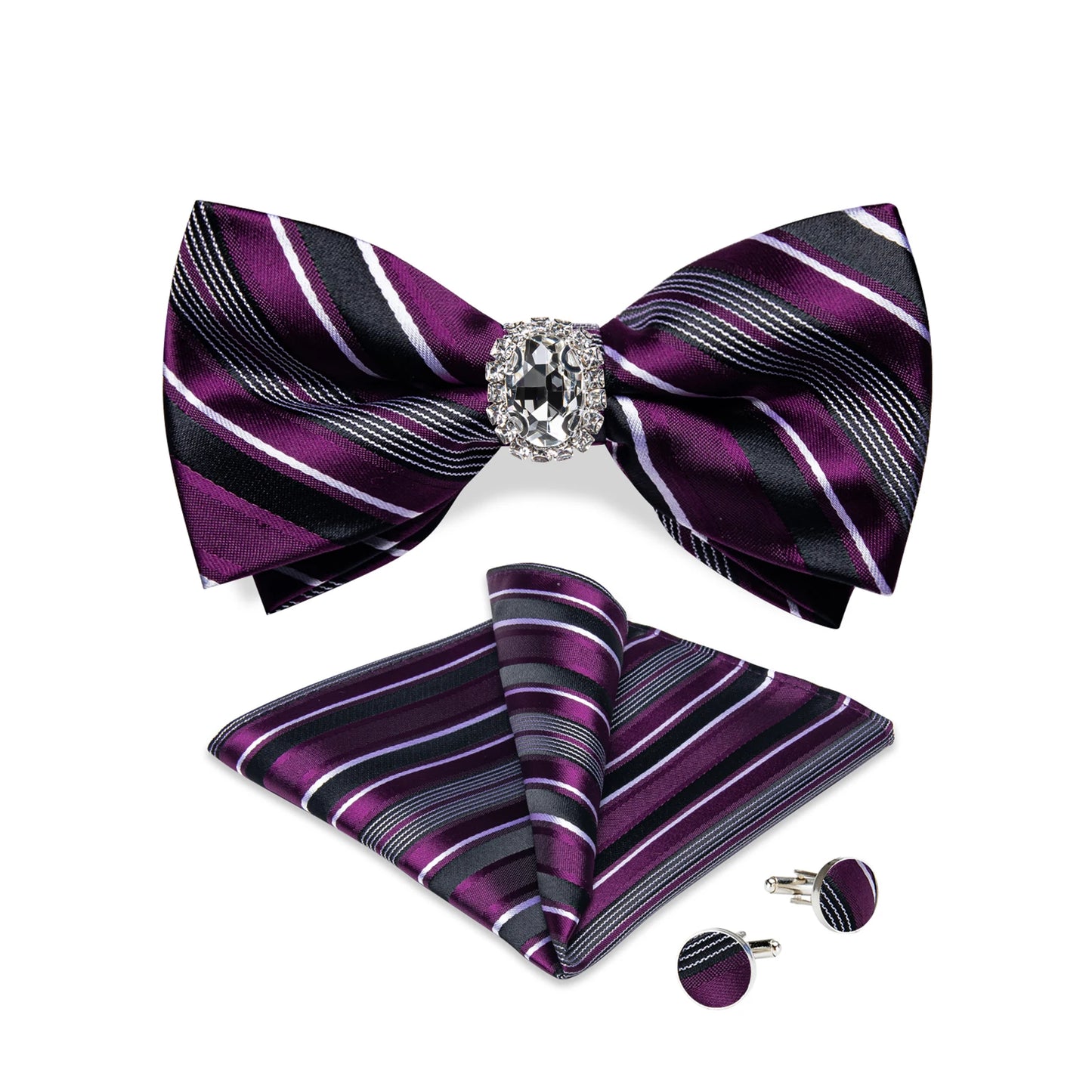 Designer Men's Silk Bowties Pocket Square Cufflink Set for Man Wedding Pre-tied Bow Ties Fashion Butterfly Knot Business Bowties
