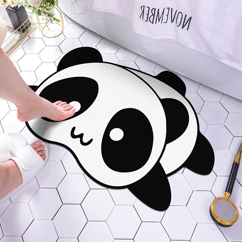 Panda Cartoon Dog Pattern Soft Cushion Bath Mat Quick Dry Super Absorbent Non-slip Bathroom Rug Diatom Mud Carpets Waterproof