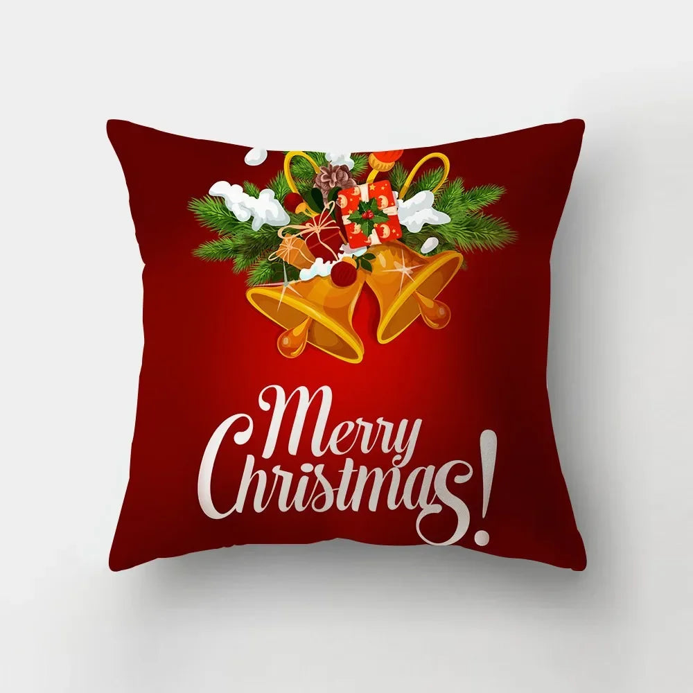 Christmas red theme throw pillow cover with short plush print living room sofa decoration cushion cover pillow covers decorative