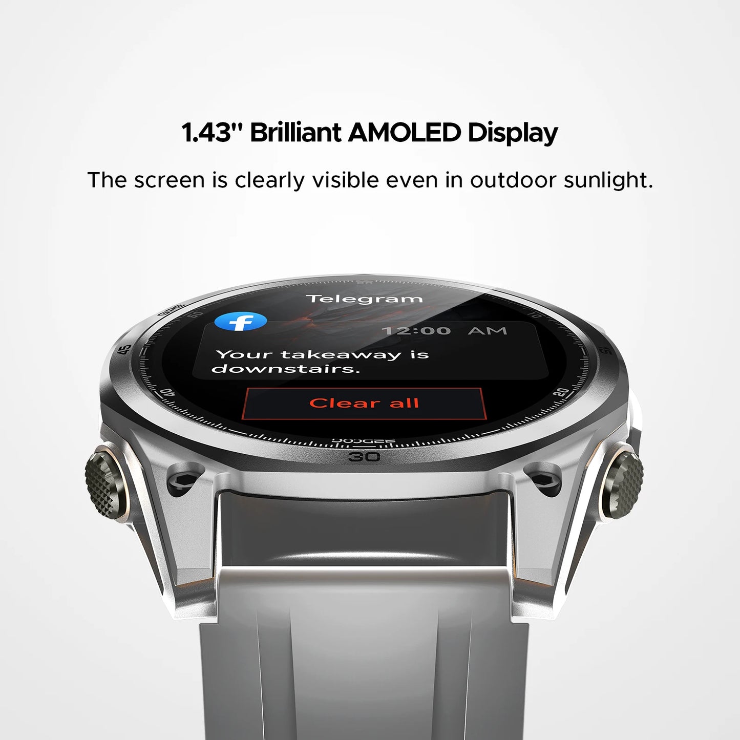 DOOGEE Anywise W1 Wasserdicht - Display 1,43 Akku 550 mAh, Maß 47,5 mm