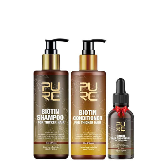 PURC,Biotin fast hair growth oil shampoo conditioner set anti hair loss