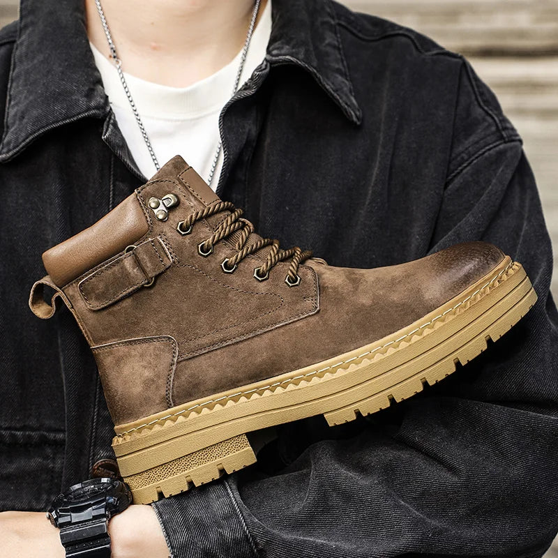 YeinshaarsCN Suede Leder High-Top - Größe Knöchel Rutschfeste Sohle