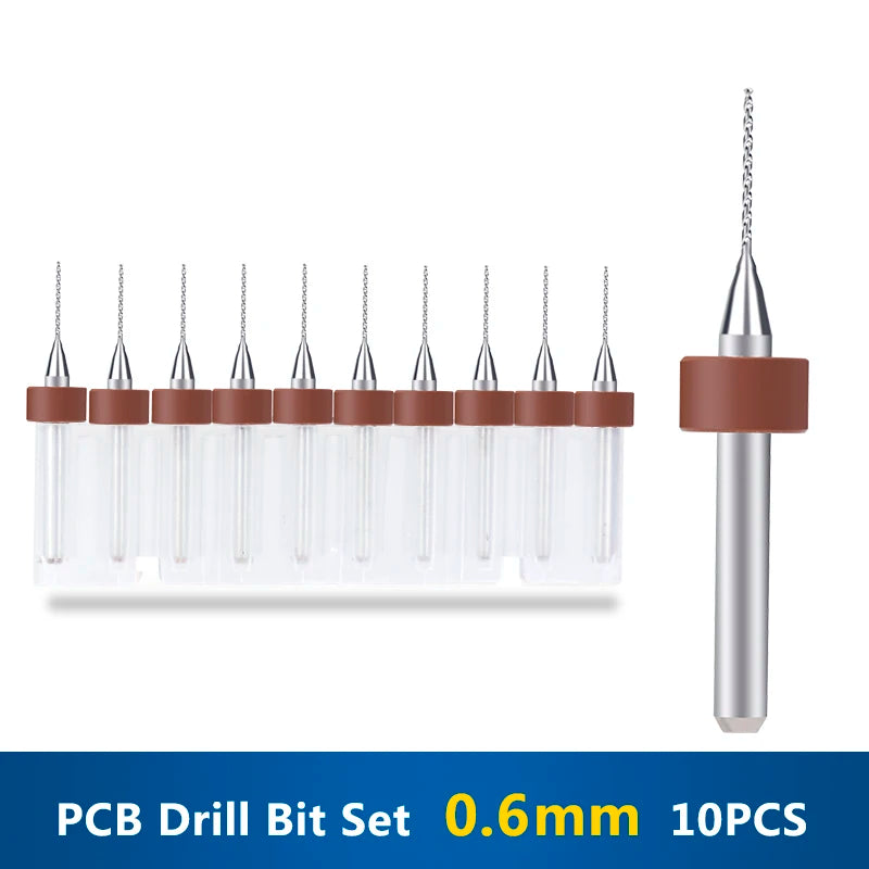 XCAN 10Stk/Set 0.3mm bis 1.2mm PCB Mini Bohrer Bit Wolfram Stahl Hartmetall für Print Schaltkreis Board CNC Bohrer Bits Maschine
