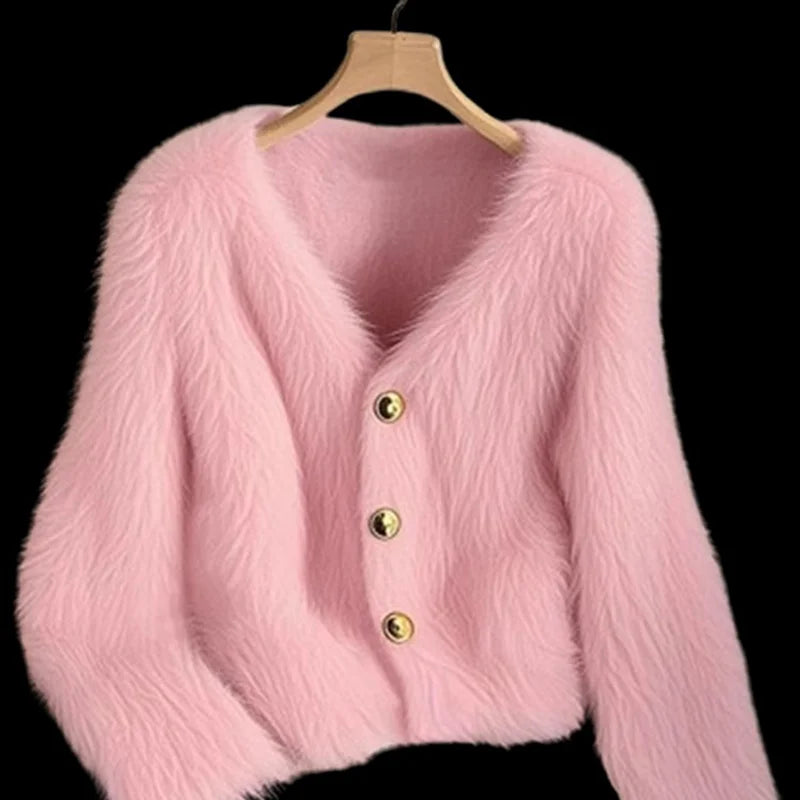 Luna KoreanStyle Strickjacke - Rosa Damen, dick, Stretch