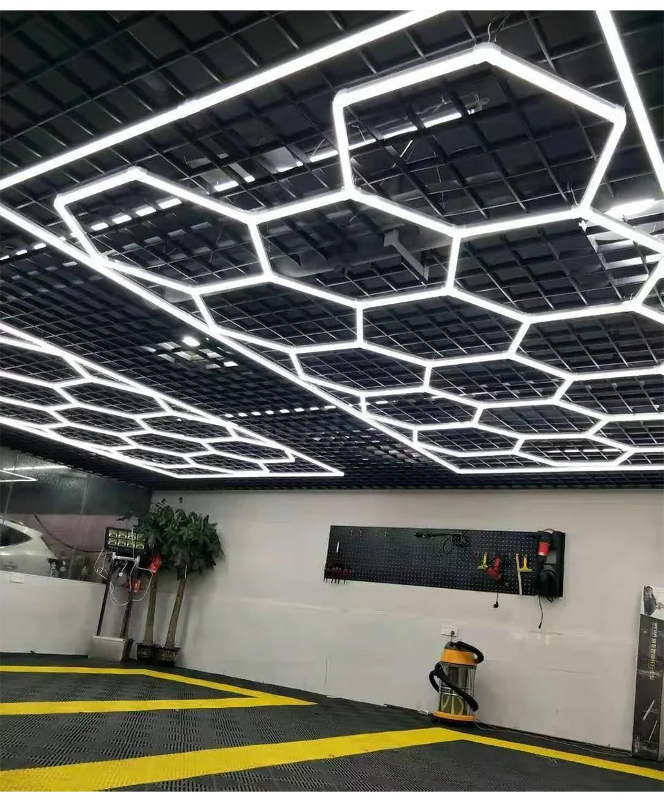 Hexagonal ceiling light BarberShop Car Garage LED Light 6500k LED tube for Gym Bar Hair Salon Library Workshop Auto Body Repair
