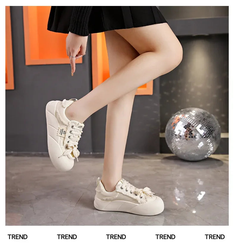 Women Flat New Wave Platform Sneakers Female Autumn New Round Toe Mixed Colors Women Casual Shoes Comfortable Breathable Loafers