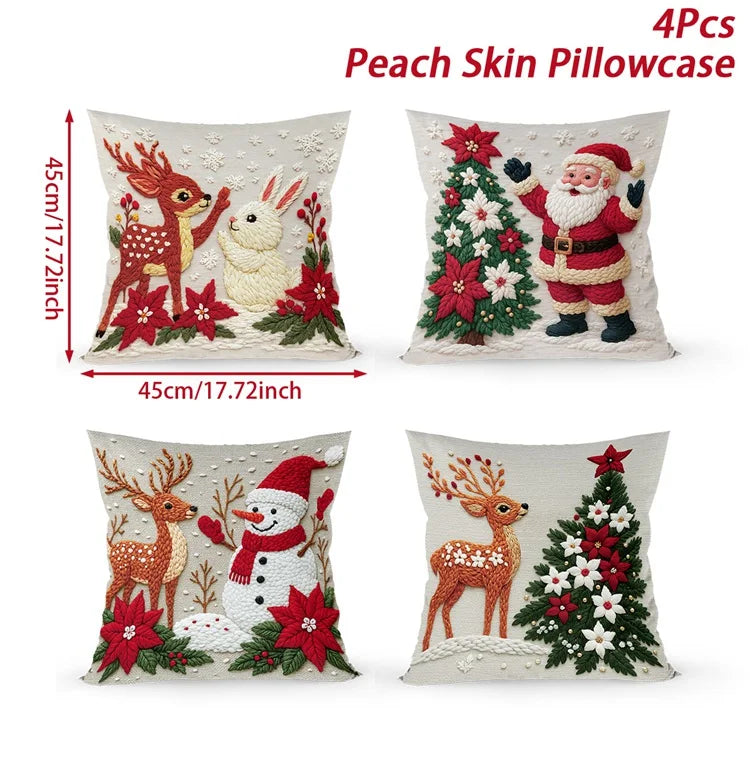 4pcs Christmas Cushion Cover Pillowcase Merry Christmas Decoration Linen Pillow Cases Home 2025 Xmas Gifts Pillow Covers 2026