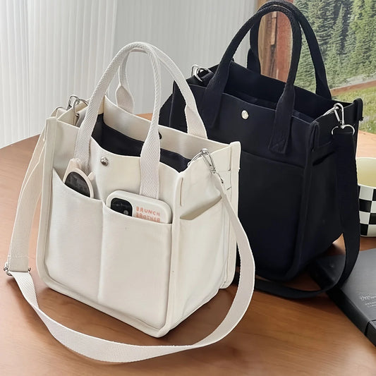 Casual Women's Shoulder Bag Multi-pocket Canvas Crossbody Bag Korean Commuting Handbag