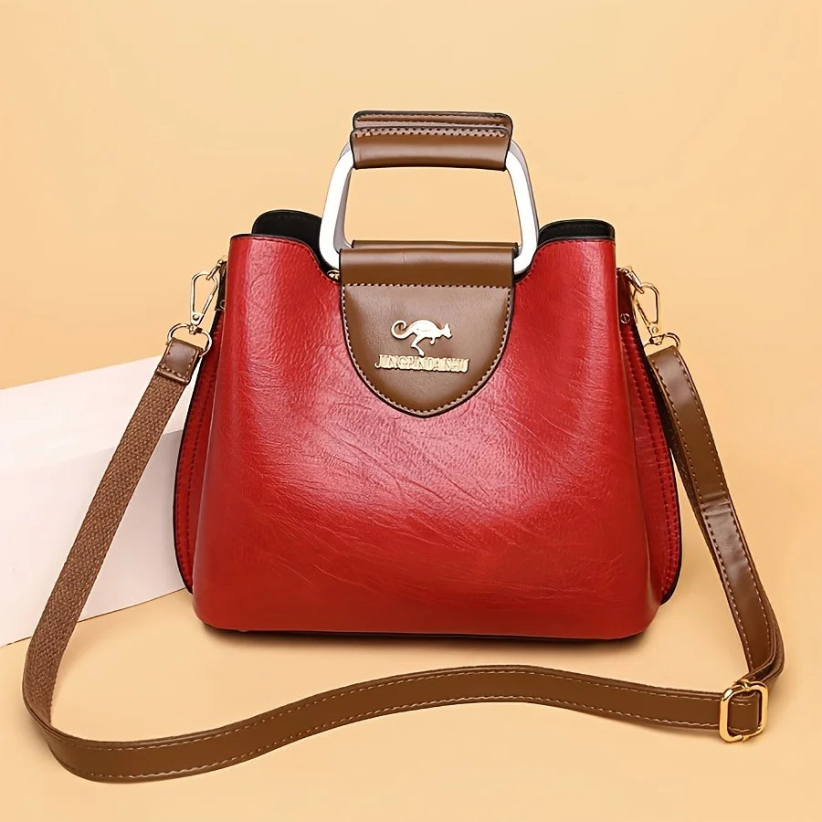 Premium Damen Mode Tote Tasche Mehrfach Taschen - Vintage Crossbody Täglich Handtasche - Handy Geldbörse