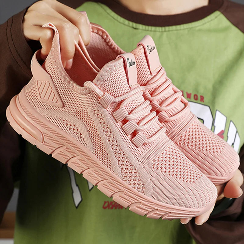 Lucyever L6228 Atmungsaktiv Sneaker - Weiß Mesh Slip On