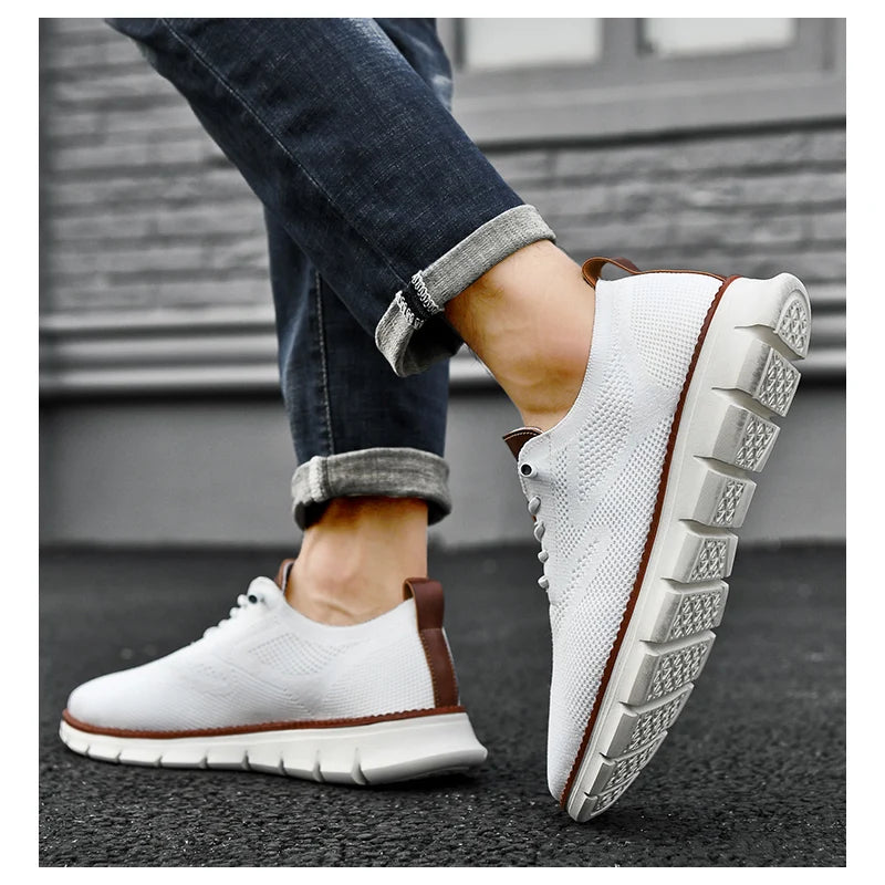 New Men's Sneakers Light Breathable Casual Flat Shoes Outdoor Fashion Comfortable Dress Shoes Anti-Slip Sports Walking Shoes