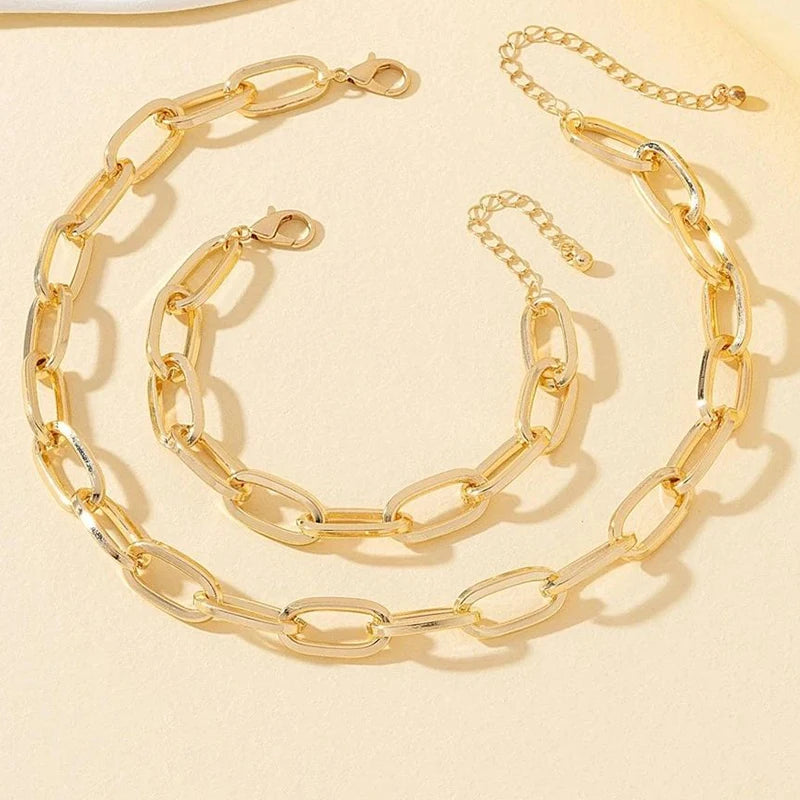 ObegaChoice Goldene Link Kette Punk - Kupfer Metall 50cm