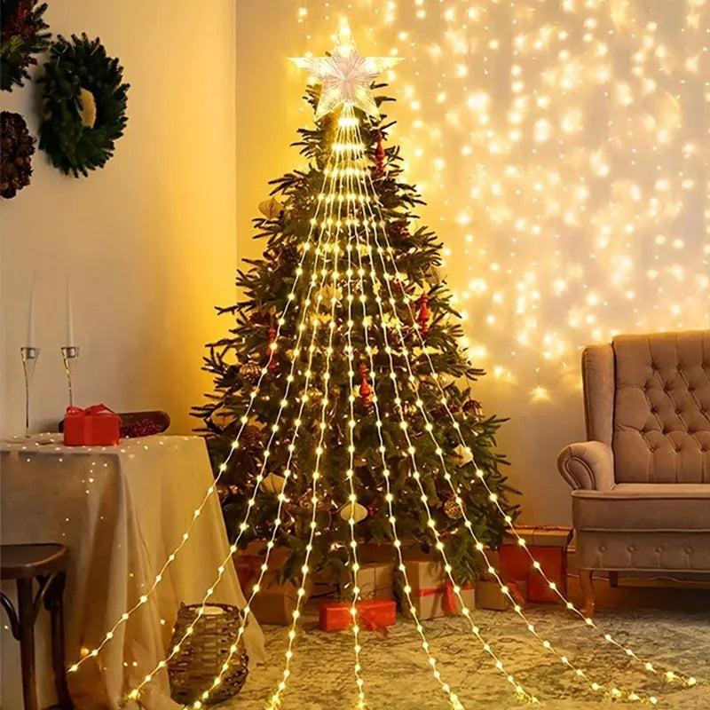 Choice XD2409 Weihnachtsstern Wasserfall-Lichterkette - 198 LEDs 2,2m