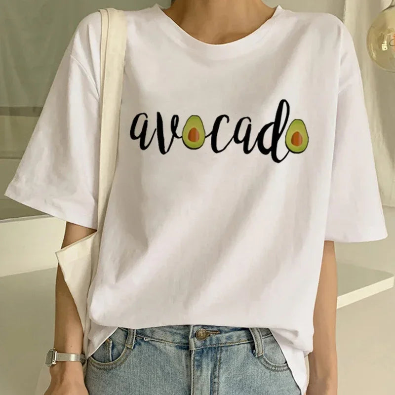 Women T-Shirt 2023 Summer Leopard Heart Print T Shirt Women Casual White Tops Loose Short Sleeve Tshirt Camisas Mujer
