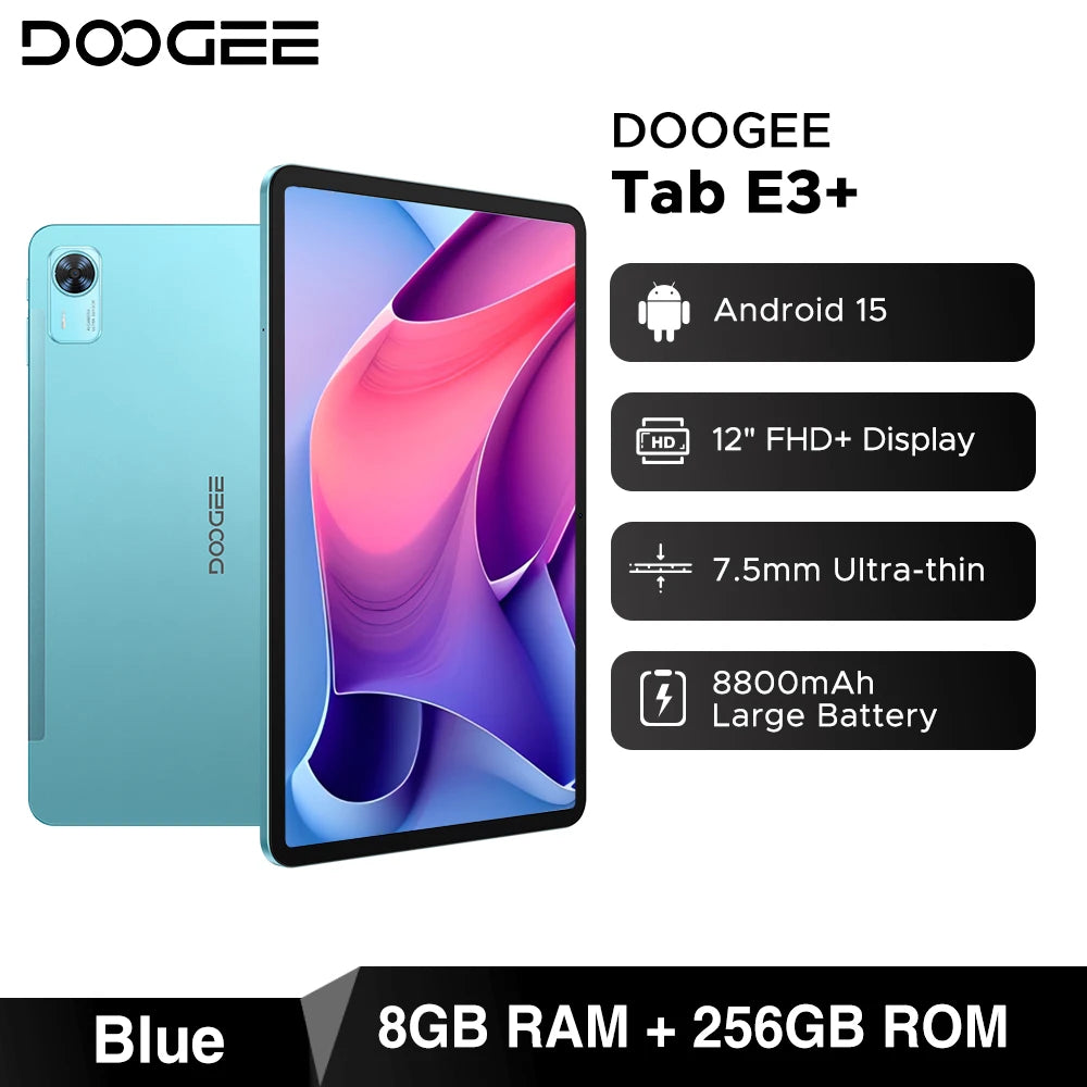 DOOGEE Tab E3 Gemini AI - 12 Zoll Display, 8800mAh Akku, Helio G100