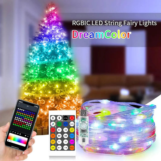 WS2812B Bluetooth Dreamcolor RGBIC LED Lichterkette - Länge 5m USB 5V