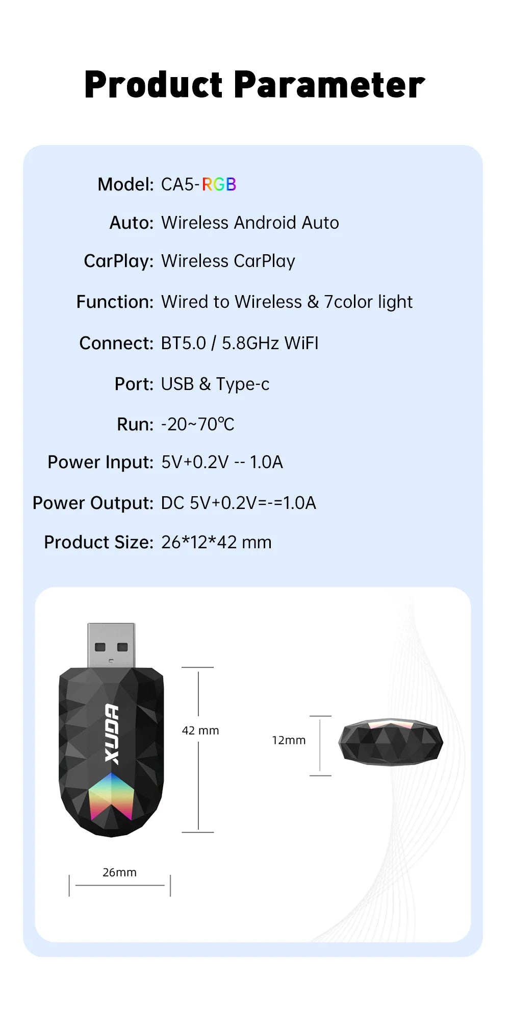 XUDA 2in1 Drahtlos CarPlay AI Mini Box 2025 - Android Auto Box Plug Play - Automatisch Verbindung Kompatibel 99% Autos Auto Radio