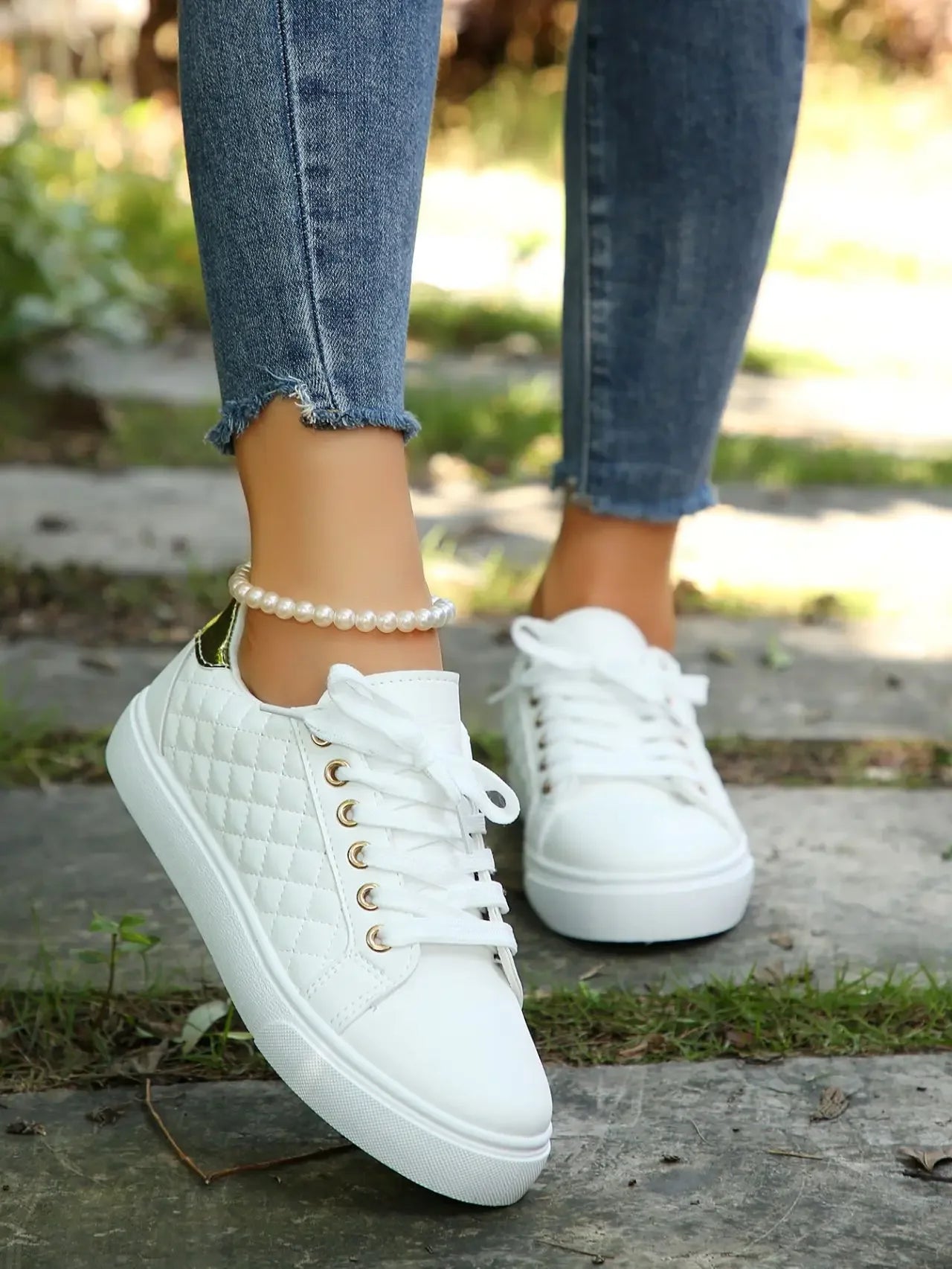 Zhejiang JD-H53 Komfort Sneakers - Weiß PU Flach 36-41
