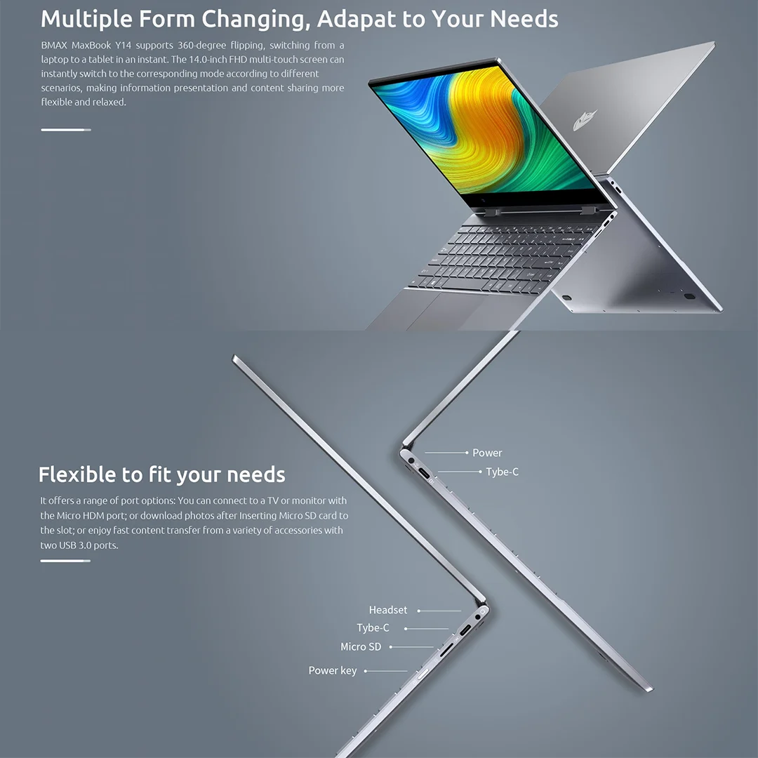 BMAX Y14 Touchscreen - 16GB RAM, Intel N100, 14 Zoll