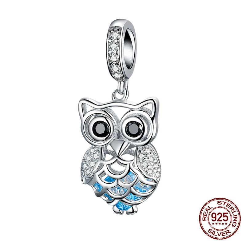 Sterling Silber Anhänger: WOSTU 925 DIY Armband Charms AAA Cubic Zirkonia - Haustier Kamera Biene Kaffee Marienkäfer Perlen Original 1.9g