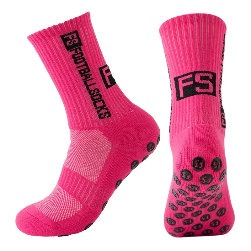 FS Fußballsocken Neuer Stil Runder Silikon-Saugnapf-Grip Anti-Rutsch-Soccer-Socks-Sports-Männer-Frauen-Baseball-Rugby-Socks