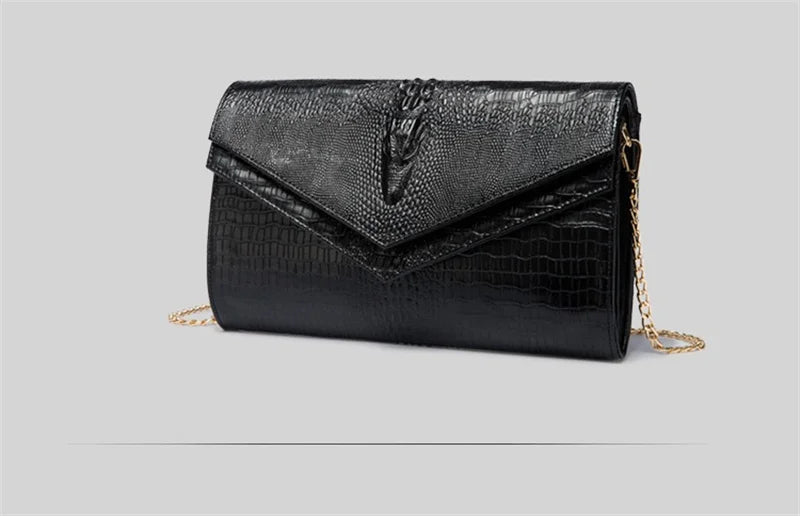 Crocodile pattern leather bag women cowhide shoulder clutch