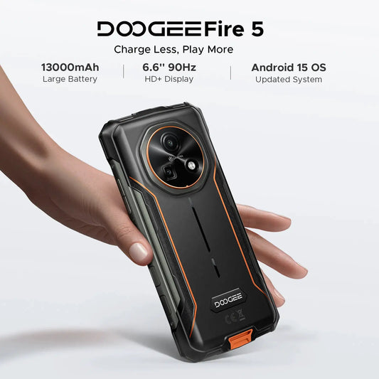 DOOGEE Fire 5 NFC – 13000 mAh Akku, 6.6 Zoll Display.