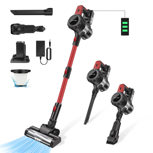 DayPlus Akku-Staubsauger 6 in 1 Rot - 3000mAh Akku